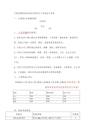 行政经理职能结构岗位职责及工资构成与考核（部门）.docx
