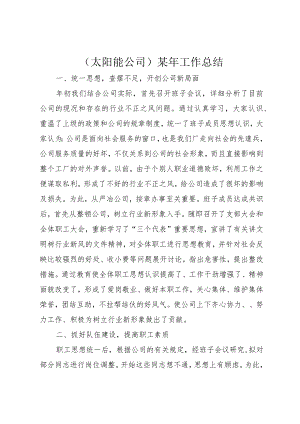 （太阳能公司）某年工作总结.docx