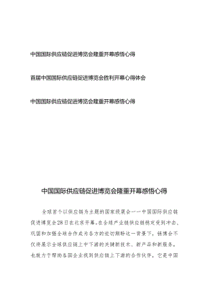 首届中国国际供应链促进博览会胜利开幕心得体会3篇.docx