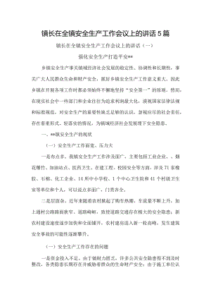 镇长在全镇安全生产工作会议上的讲话5篇.docx