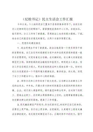 （纪检书记）民主生活会工作汇报.docx