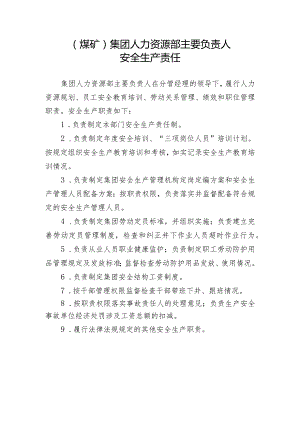 （煤矿）集团人力资源部主要负责人安全生产责任制.docx