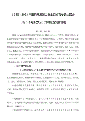 （9篇）2023年组织开展第二批集中教育专题生活会（新6个对照方面）对照检查发言提纲.docx