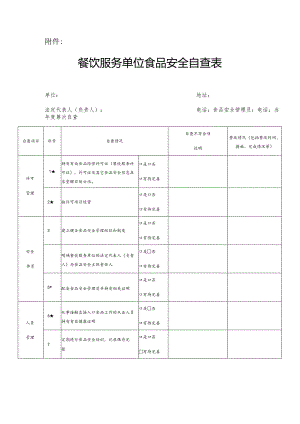 餐饮服务单位食品安全自查表-经典通用-经典通用.docx