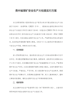 贵州煤矿安全生产大检查计划.docx