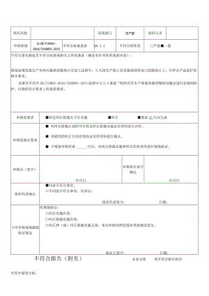 质量体系审核不符合报告模板.docx