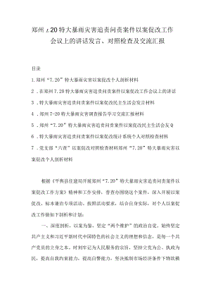 郑州7.20特大暴雨灾害追责问责案件以案促改工作会议上的讲话发言、对照检查及交流汇报.docx