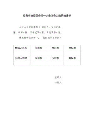 （工会换届）经费审查委员会第一次全体会议选票统计单.docx