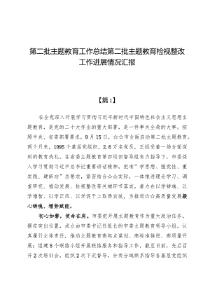 （8篇）第二批主题教育工作总结第二批主题教育检视整改工作进展情况汇报.docx