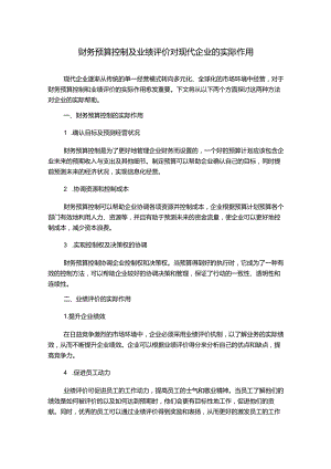 财务预算控制及业绩评价对现代企业的实际作用.docx