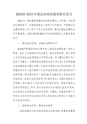 镇政府2023年度法治政府建设报告范文.docx