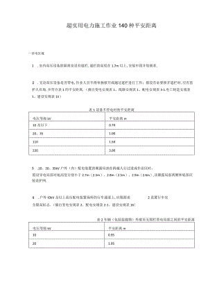 超实用电力施工作业140种安全距离.docx