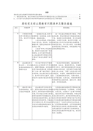 高校党支部2023年主题教育查摆剖析存在问题清单及整改措施、学深悟透强思想实干笃行建新功专题党课讲稿（2篇）.docx