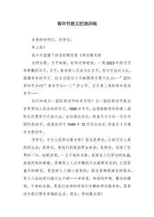 青年节意义的演讲稿.docx
