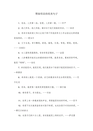 赞扬母亲的优美句子.docx