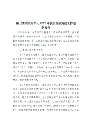 镇卫生院支部书记2023年度抓基层党建工作述职报告.docx