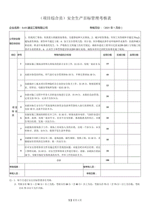 项目综合员安全生产目标管理考核表.docx