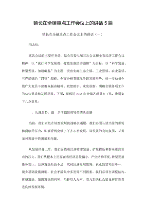 镇长在全镇重点工作会议上的讲话5篇.docx