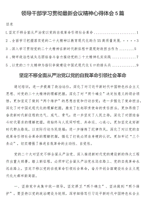 领导干部学习贯彻最新会议精神心得体会5篇（二十大）.docx