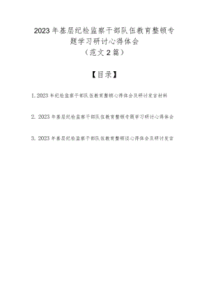 （范文3篇）2023年基层纪检监察干部队伍教育整顿专题学习研讨心得体会.docx