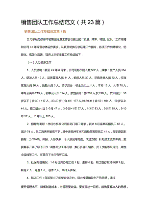 销售团队工作总结范文.docx