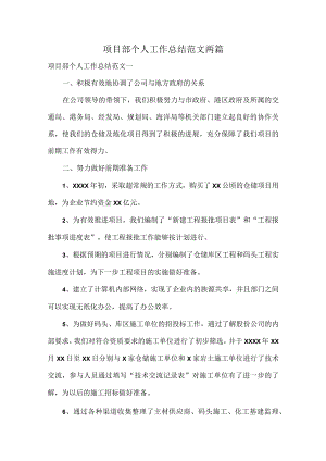 项目部个人工作总结范文两篇.docx