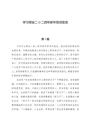 （5篇）学习领会二O二四年新年贺词发言.docx