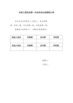 （工会换届）女职工委员会第一次全体会议选票统计单.docx