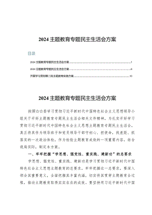 （3篇）2024主题教育专题民主生活会方案.docx