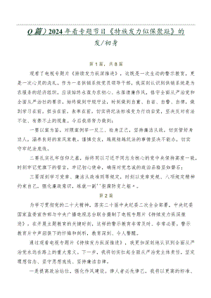 （八篇）2024年度专题节目《持续发力纵深推进》的发言材料.docx