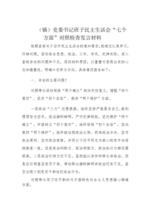 （镇）党委书记班子民主生活会“七个方面”对照检查发言材料.docx