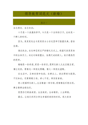 领导致贺词范文（新婚）.docx