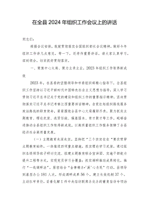 在全县2024年组织工作会议上的讲话.docx