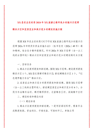 XX县农业农村局2024年XX旅游公路环线乡村振兴示范带精品片区和宜居宜业和美示范乡村建设实施方案.docx
