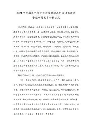 2024年湖南省党员干部开展解放思想大讨论活动专题研讨发言材料3篇.docx