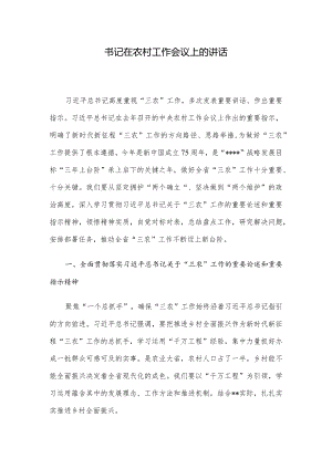 书记在农村工作会议上的讲话.docx