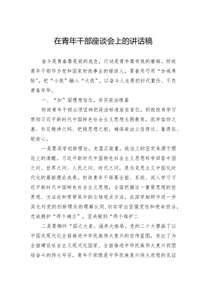 在青年干部座谈会上的讲话稿.docx
