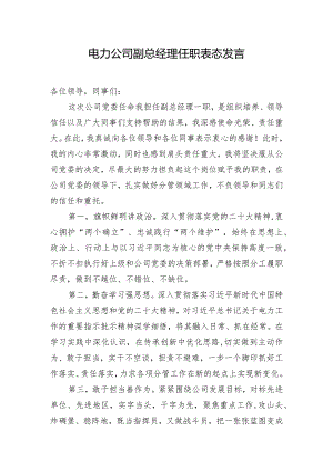 电力公司副总经理任职表态发言.docx