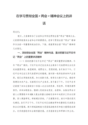 2024年在学习贯彻全国“两会”精神会议上的讲话.docx