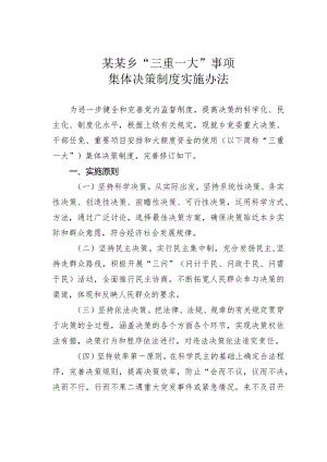 某某乡“三重一大”事项集体决策制度实施办法.docx