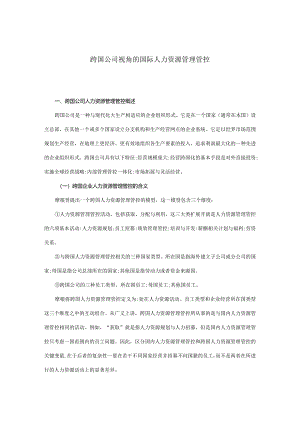 XX企业视角的国际人力资源管理.docx