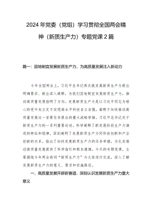 2024年党委（党组）学习贯彻全国两会精神（新质生产力）专题党课2篇.docx