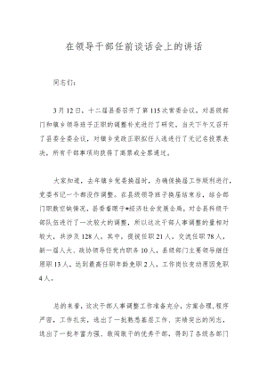 在领导干部任前谈话会上的讲话.docx