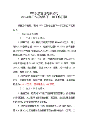 XX资管公司2024年工作总结暨2025年工作打算.docx