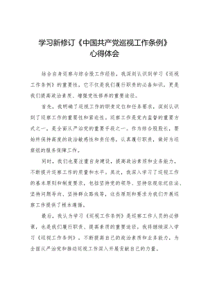 学习2024版新修订中国共产党巡视工作条例心得体会交流发言14篇.docx