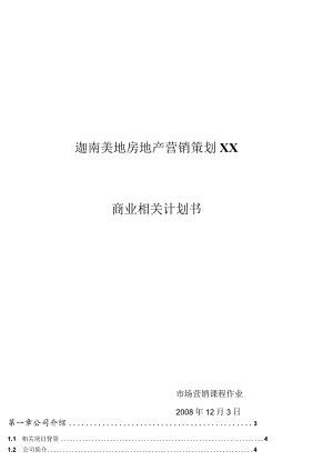 XX地产营销策划有限责任企业商业计划书.docx