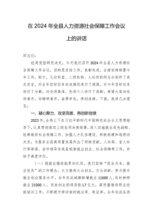 在2024年全县人力资源社会保障工作会议上的讲话.docx