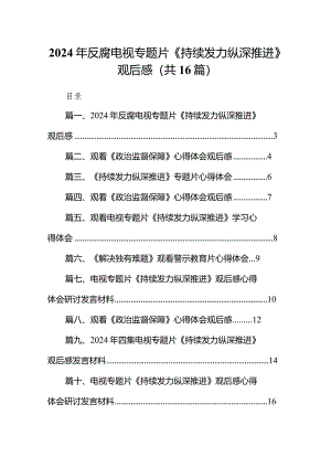 2024年反腐电视专题片《持续发力纵深推进》观后感（共16篇）.docx