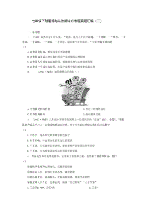2022-2023学年七年级道德与法治下学期期末备考真题汇编演练（全国通用）期末备考真题汇编演练（三）（解析版）.docx