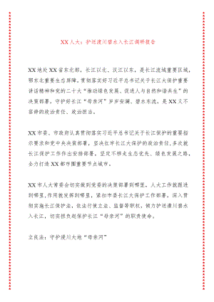 XX人大：护送澴川碧水入长江调研报告.docx